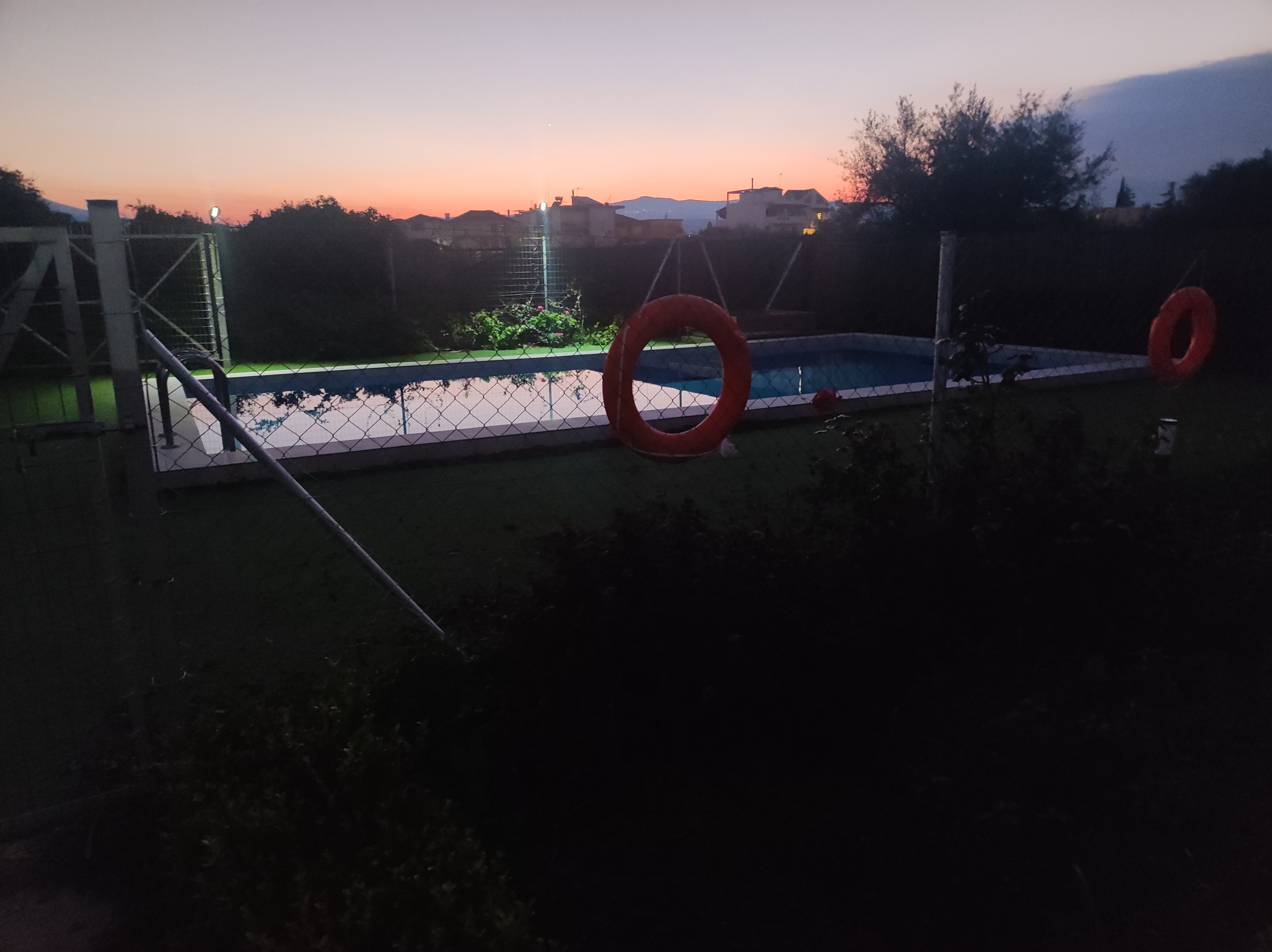 Sunset over pool
